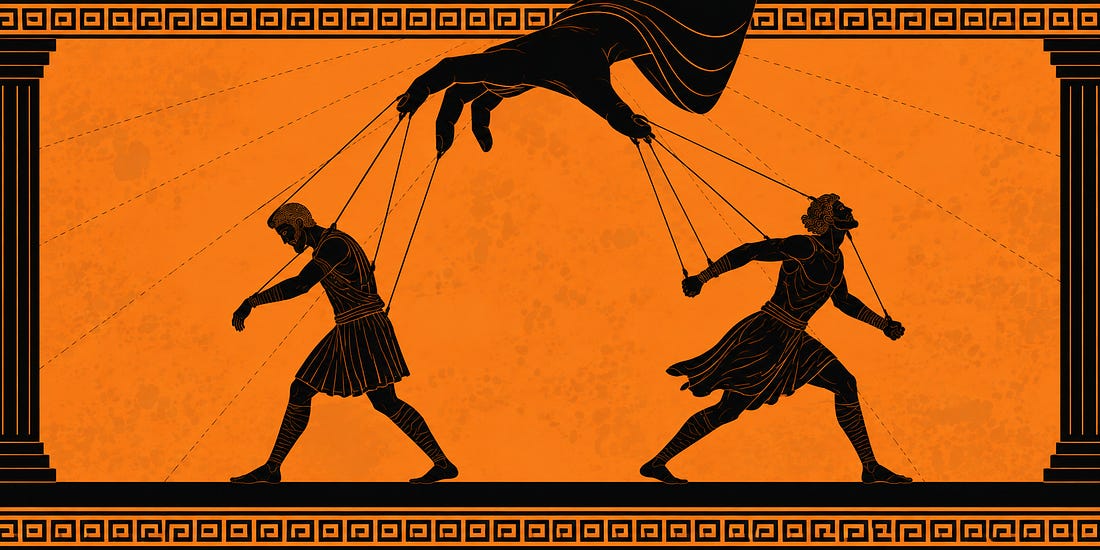 Illustration de marionnettes, métaphore du conditionnement
